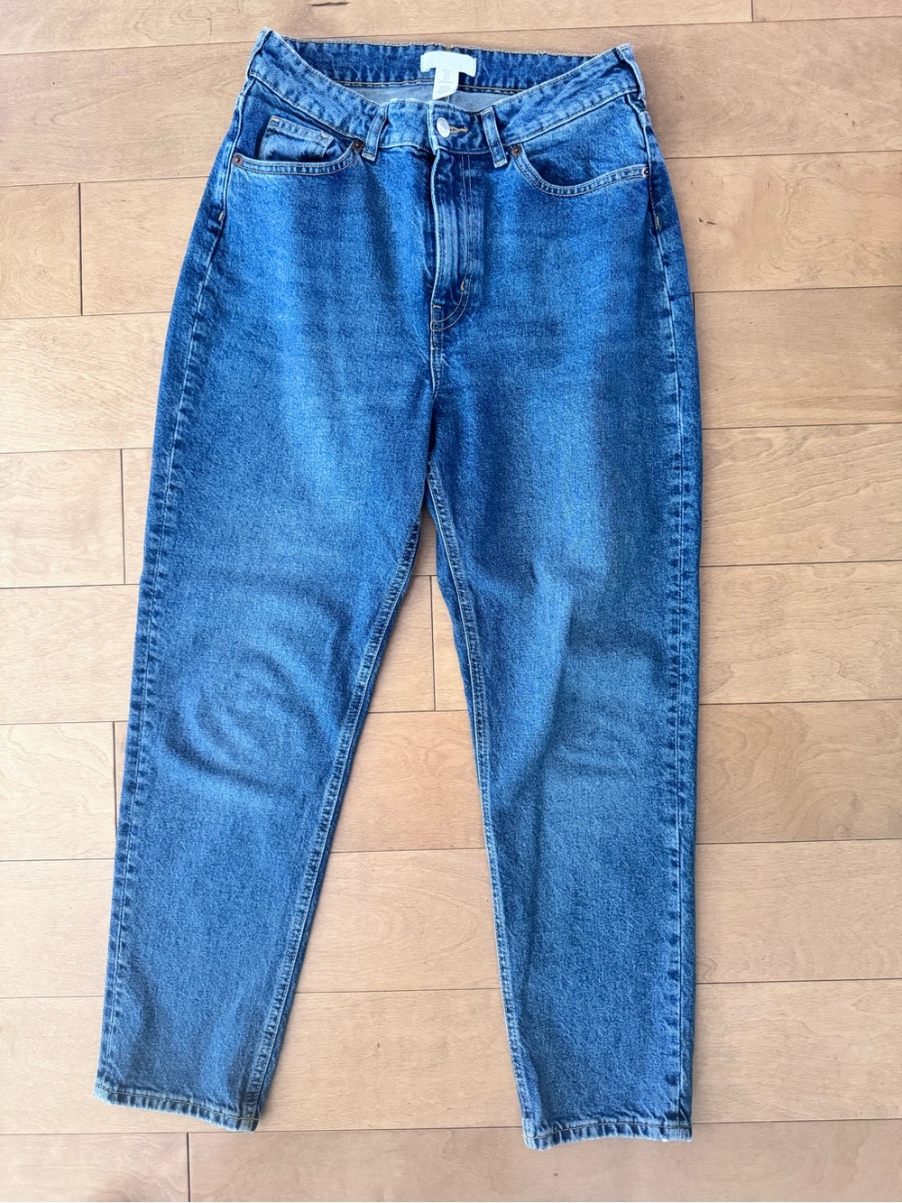 H&M High-Rise Classic Blue Denim Mom Jeans